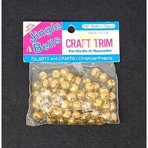 Vintage Made In USA Gold Tone Jingle Bells 75pc 3/8" Crafts Christmas DIY NEW